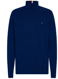 Heren trui met hoge kraag en logo detail Tommy Hilfiger , Blue , Heren - 2XL