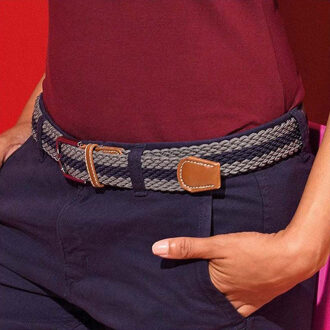 Heren Twee Kleur Stripe Braid Stretch Riem (Leisteen/Navy) Veelkleurig