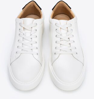 Heren tweekleurige leren sneakers, wit en zwart, natuurlijk leer