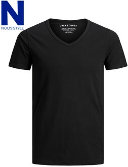 Heren - V-hals T-shirt - Zwart - L