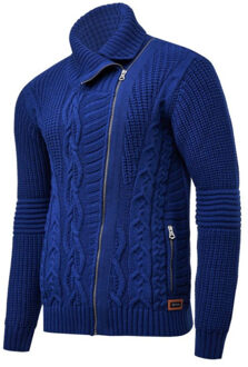 Heren vest kabel gebreid 13389 Blauw - L