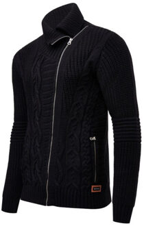 Heren vest kabel gebreid 13389 Zwart - XL
