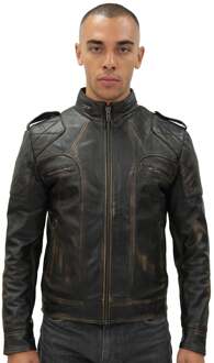 Heren vintage leren racefietsjack-Brooklyn - maat 3XL Zwart