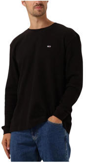 Heren Waffle L/S Tee Tommy Jeans , Black , Heren - 2Xl,Xl,L,M,S