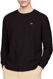 Heren Waffle L/S Tee Tommy Jeans , Black , Heren - 2Xl,Xl,L,M,S