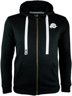 Heren Wandelhoodie H06 met Rits en Logo Zwart