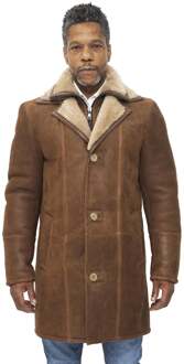 Heren warme schapenvacht leren jas-Florence Bruin