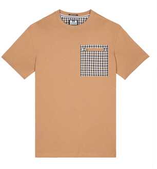 Heren Weekend Offender Gorman House Check Pocket T-shirt in Cognac Bruin