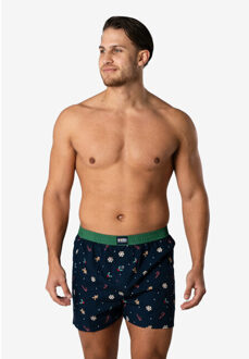 Heren wijde boxershorts kerst print 2-pack navy/groen Veelkleurig - XL