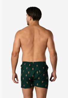 Heren wijde boxershorts kerst print gingerbread men green Groen - XL