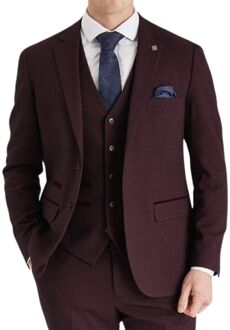 Heren wijnpakblazer Prince of Wales formeel blazer Rood - 42 (Borst)