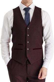 Heren wijnpakvest Prince of Wales formeel vest Rood - 42 (Borst)
