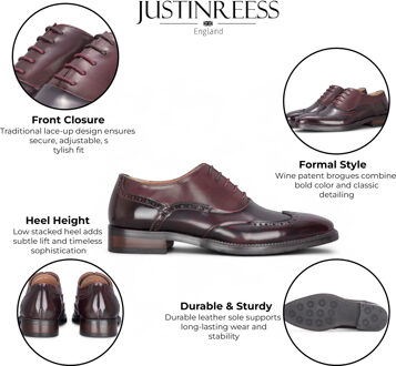 Heren Wijnrode Patentleren Brogue Formele Schoenen - Harry Bourgogne - EU 42 / UK 8