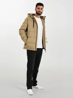 Heren Winter Gewatteerde Jas AS-455 – Duurzame Outdoorjas Met Capuchon & Weerbescherming Beige - 2XL
