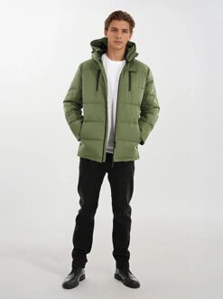 Heren Winter Gewatteerde Jas AS-455 – Duurzame Outdoorjas Met Capuchon & Weerbescherming Groen - 3XL