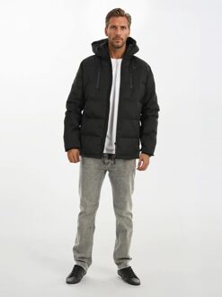 Heren Winter Gewatteerde Jas AS-455 – Duurzame Outdoorjas Met Capuchon & Weerbescherming Zwart - 2XL