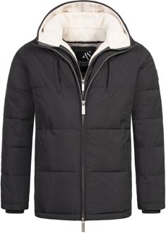 Heren Winter Gewatteerde Jas AS-457 – 2in1 Met Uitneembare Teddyfleece & Dubbele Capuchon - maat 3XL Zwart