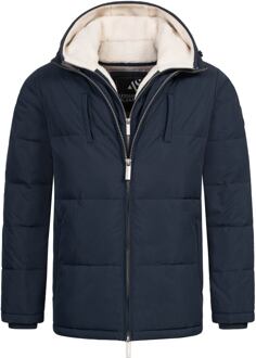 Heren Winter Gewatteerde Jas AS-457 – 2in1 Met Uitneembare Teddyfleece & Dubbele Capuchon Navy - 3XL