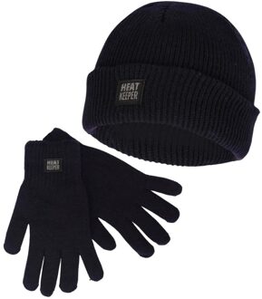 Heren Winter Set - Muts + Handschoenen - Navy-L/XL - L/XL