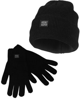 Heren Winter Set - Muts + Handschoenen - Zwart-S/M - S/M