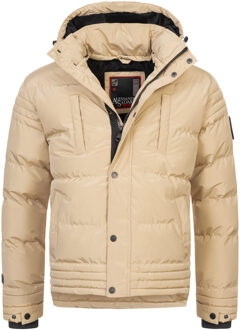 heren winterjas AS-281 met teddyvoering en afneembare capuchon Beige - XL