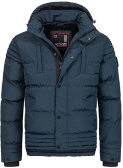heren winterjas AS-281 met teddyvoering en afneembare capuchon Blauw - L