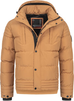 heren winterjas AS-281 met teddyvoering en afneembare capuchon Bruin