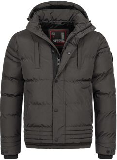 heren winterjas AS-281 met teddyvoering en afneembare capuchon Grijs - L