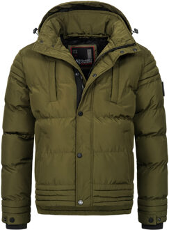 heren winterjas AS-281 met teddyvoering en afneembare capuchon Groen - 3XL
