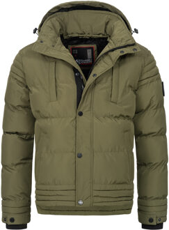 heren winterjas AS-281 met teddyvoering en afneembare capuchon Groen - 3XL