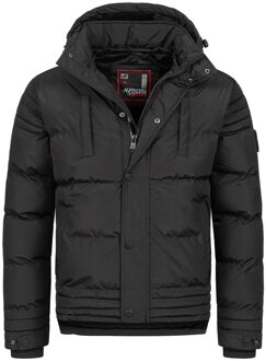 heren winterjas AS-281 met teddyvoering en afneembare capuchon Zwart - 3XL