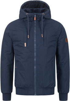 heren winterjas AS-320 met teddyvoering & capuchon – warm & stoer Blauw - L