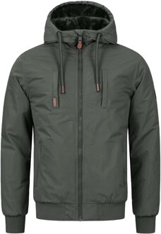 heren winterjas AS-320 met teddyvoering & capuchon – warm & stoer Zwart - 2XL