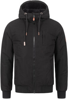 heren winterjas AS-320 met teddyvoering & capuchon – warm & stoer Zwart - L