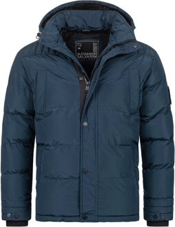heren winterjas AS-326 met teddyvoering en afneembare capuchon Blauw - XL