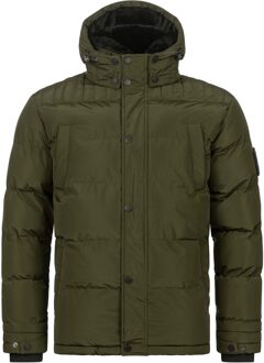 heren winterjas AS-326 met teddyvoering en afneembare capuchon Olijf - 2XL