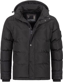 heren winterjas AS-326 met teddyvoering en afneembare capuchon Zwart - XL