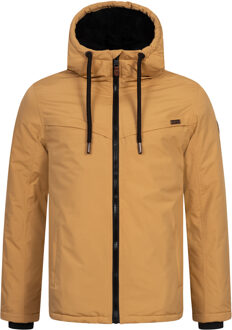 heren winterjas AS-331 met teddyvoering en capuchon Bruin