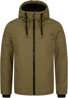 heren winterjas AS-331 met teddyvoering en capuchon Groen