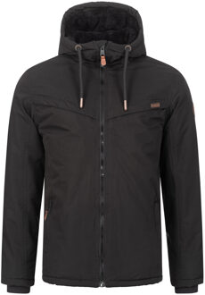 heren winterjas AS-331 met teddyvoering en capuchon Zwart - 2XL