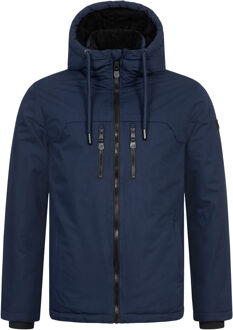 heren winterjas AS-332 met teddyvoering en capuchon Blauw - L