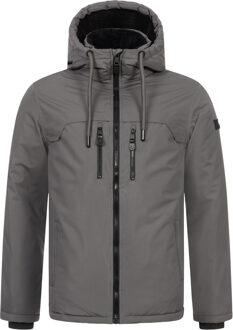 heren winterjas AS-332 met teddyvoering en capuchon Grijs - L