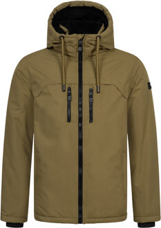 heren winterjas AS-332 met teddyvoering en capuchon Groen