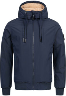 Heren Winterjas AS-431 – Warm Met Teddyvoering & Capuchon Navy