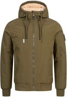 Heren Winterjas AS-431 – Warm Met Teddyvoering & Capuchon Olijf - 3XL