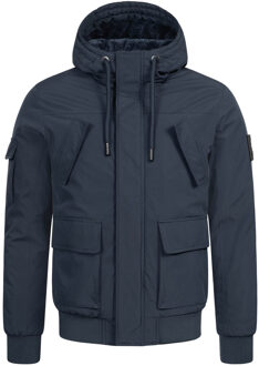 Heren Winterjas AS-432 – Klassiek Ontwerp Met Capuchon & Fleecevoering Navy - 3XL