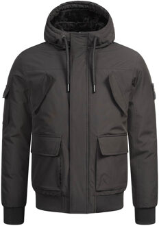 Heren Winterjas AS-432 – Klassiek Ontwerp Met Capuchon & Fleecevoering Zwart - 2XL