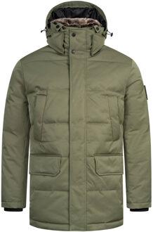 Heren Winterjas AS-456 – Stijlvol, Waterafstotend Met Afneembare Capuchon Groen - L