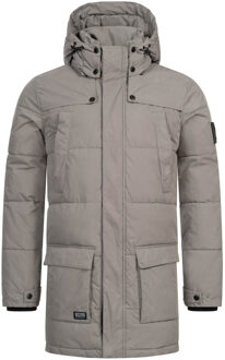 Heren Winterjas AS-458 – Klassieke Parka Met Fleecevoering & Afneembare Capuchon Grijs - L