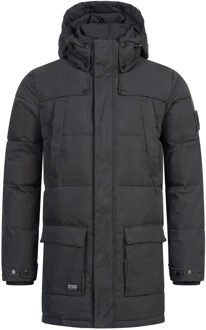 Heren Winterjas AS-458 – Klassieke Parka Met Fleecevoering & Afneembare Capuchon Zwart - XL